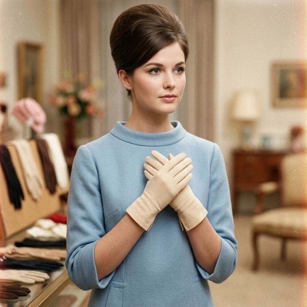 Midcentury cream gloves pull on .